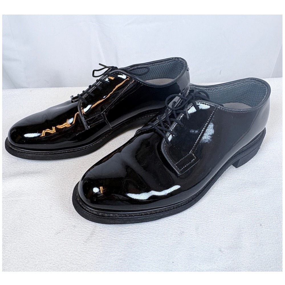 Bates Men High Gloss Black Military Oxfords 9.5 D Vibram Sole Dress Shoes 941B